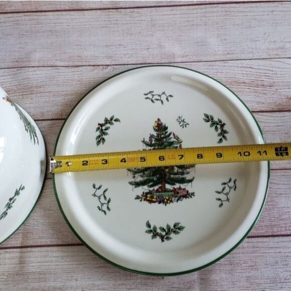 Spode Christmas Tree Ceramic Serving/Cheese Platter and Dome Plate Holidays - Picture 7 of 13